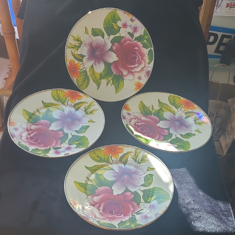 Mackenzie Childs White Flower Market Salad Dessert Plates
